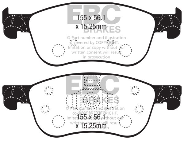 Pastiglie anteriori EBC Yellowstuff per Ford Fiesta ST MK8 - immagine 2